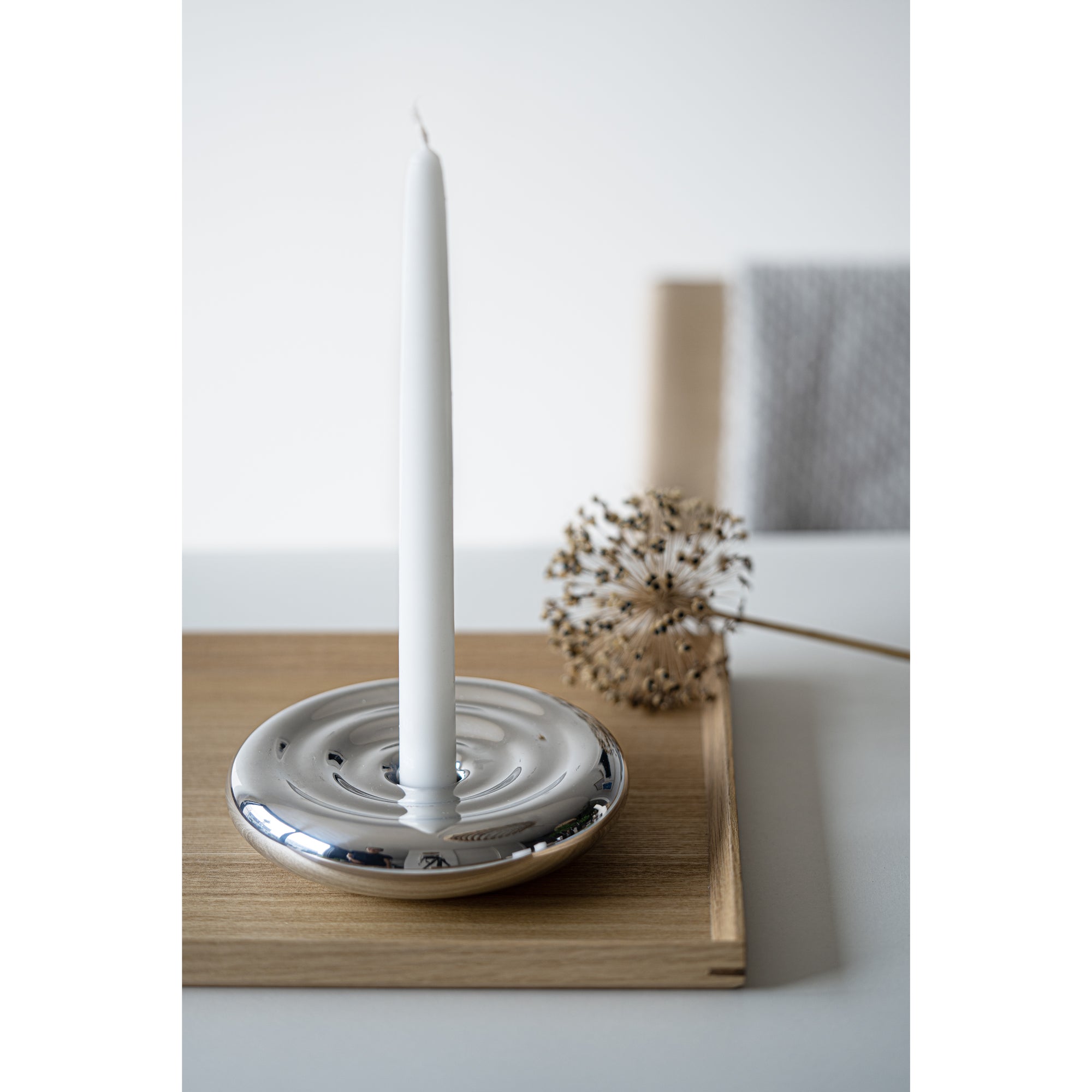 Wavy Candle Holder Chrome